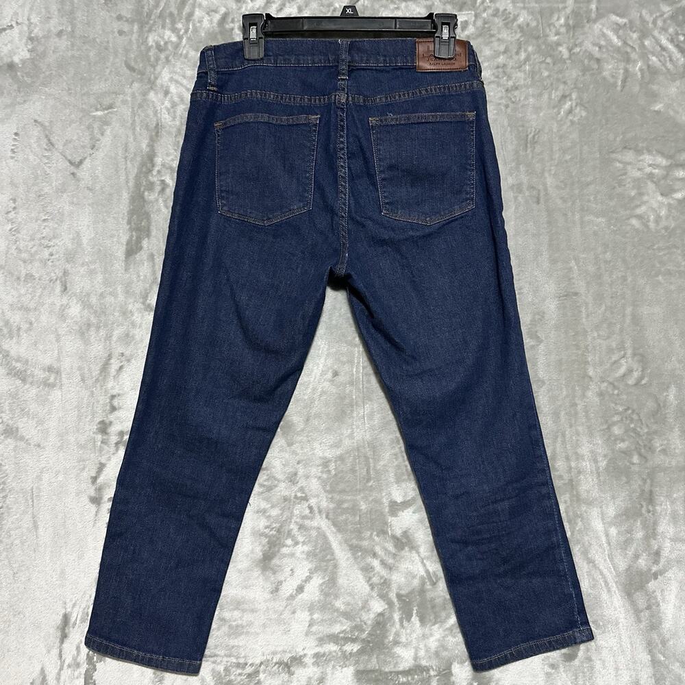Lauren Jeans Co Womens Petite Jeans 12P Blue Dark Wash Modern Straight Cropped - Picture 8 of 10